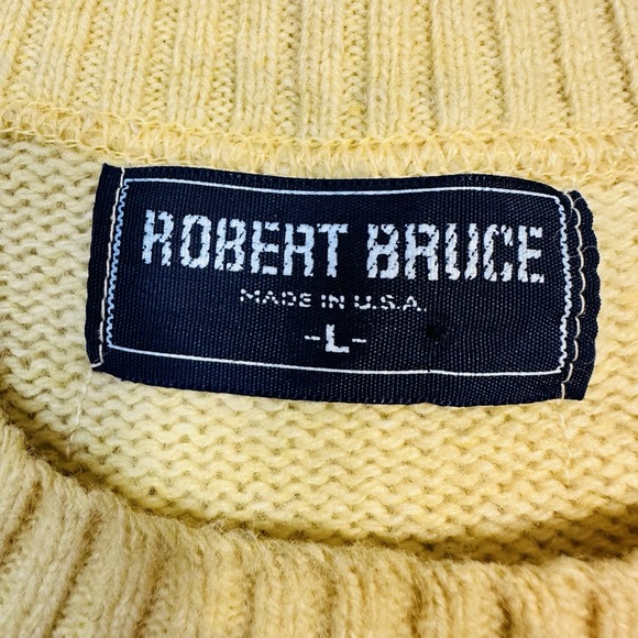 VTG Robert Bruce Men Yellow Crew Neck Long Sleeve Knit Sweater L USA Classic - Picture 3 of 13
